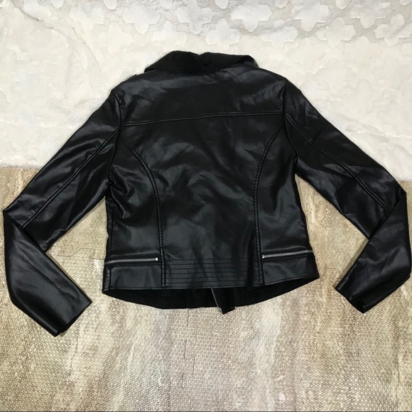 Sherpa lined Faux Leather Biker Jacket - Picture 2 of 5